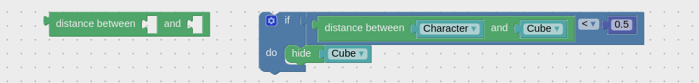 Calculate distance between two objects with visual coding
