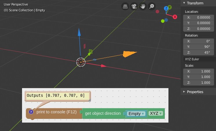 Get object direction visual logic block