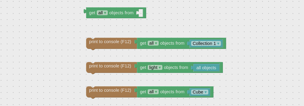 Get object from... visual programming block