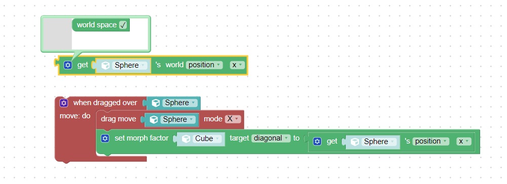 Visual programming block to get 3D object transform