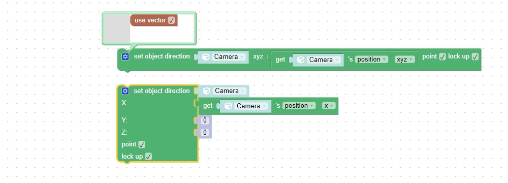 Set object direction visual logic block