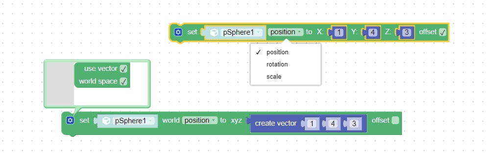 Set 3D transformation with visual coding
