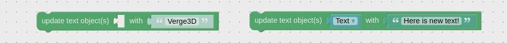 Updating text objects with visual programming