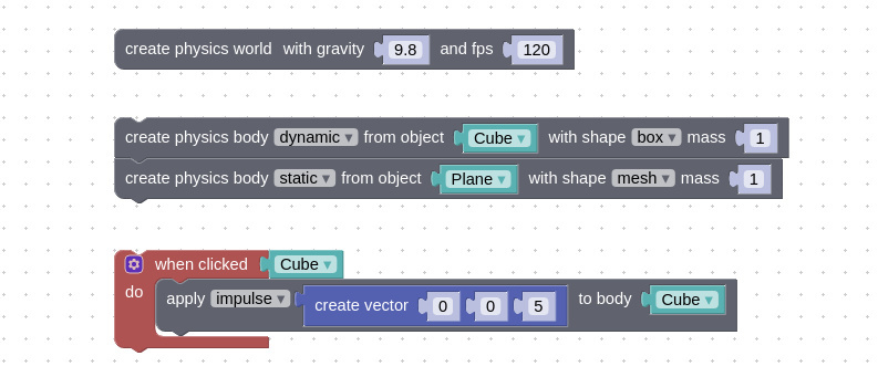 Visual logic block to apply physical values