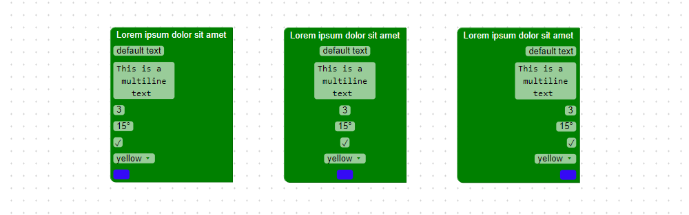 Visual programming blocks field allignment