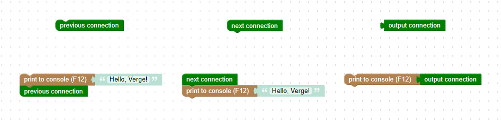 Output connections for visual logic blocks