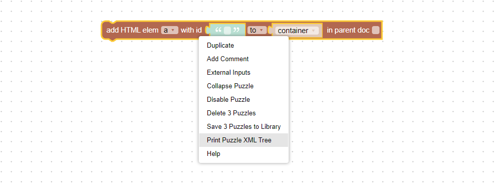 Print XML tree for visual logic blocks