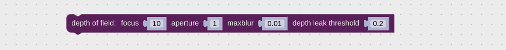 Visual programming block to setup DOF effect