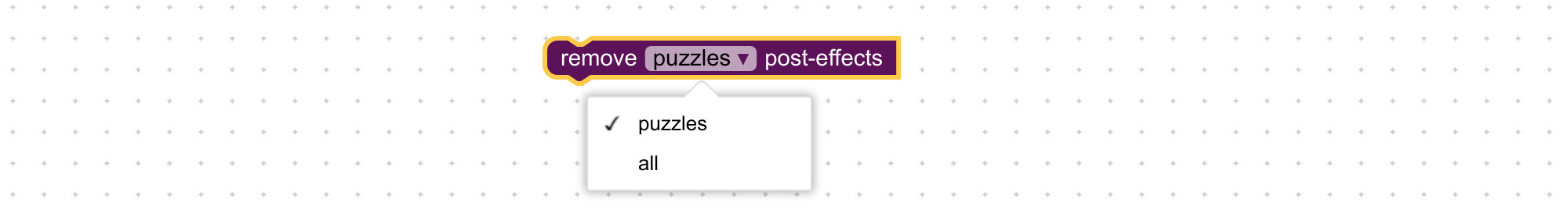 Visual programming block to remove post-processing