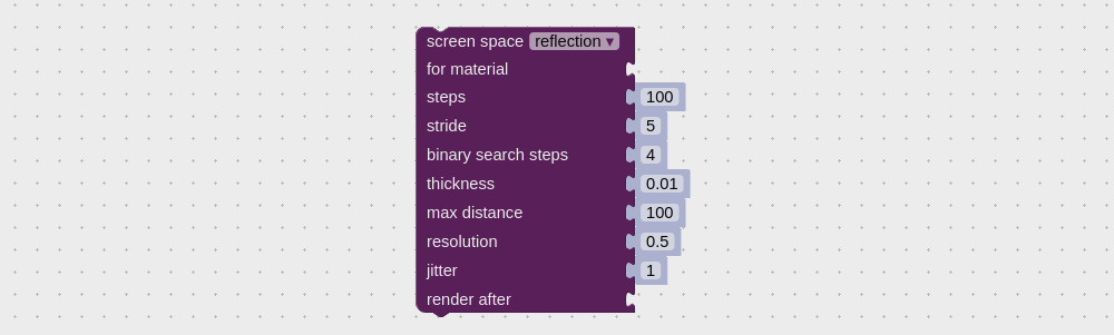 Visual programming block to setup SSR effect