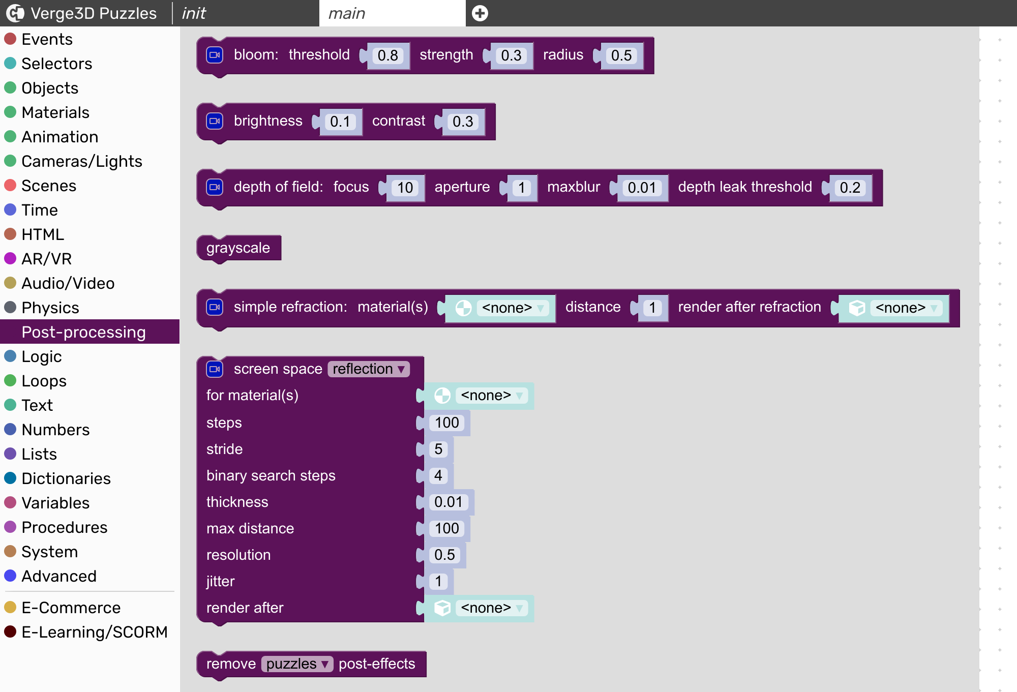 Post-processing visual programming blocks