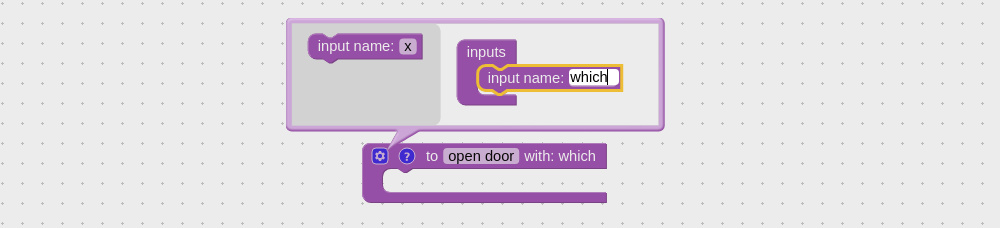 Arguments of visual programming procedures