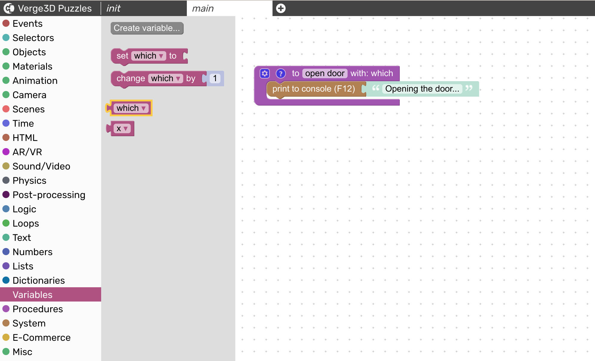 Procedure params shown as variables in the visual logic editor
