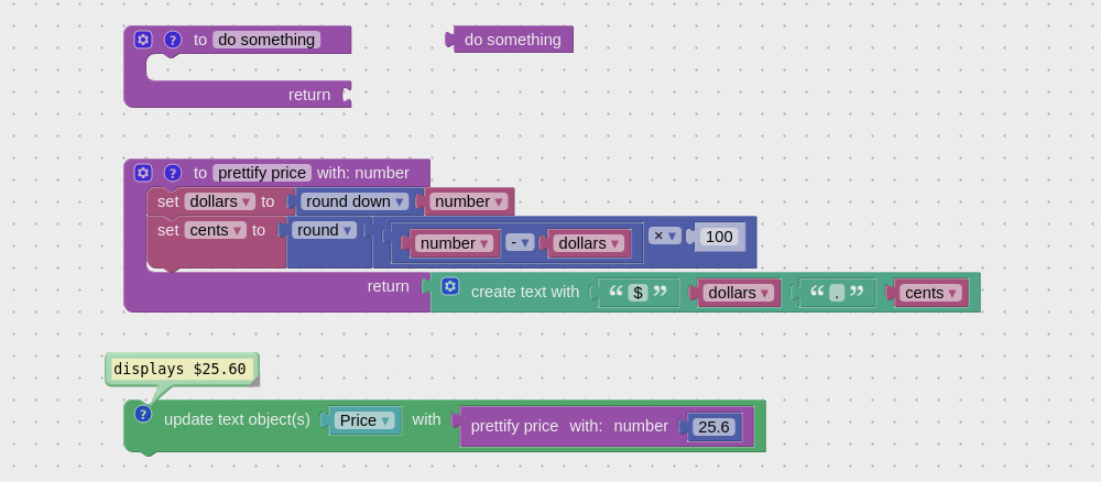Returning value from visual programming procedure