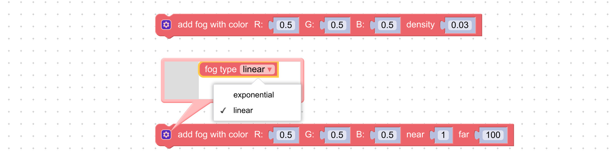 Add fog visual programming block