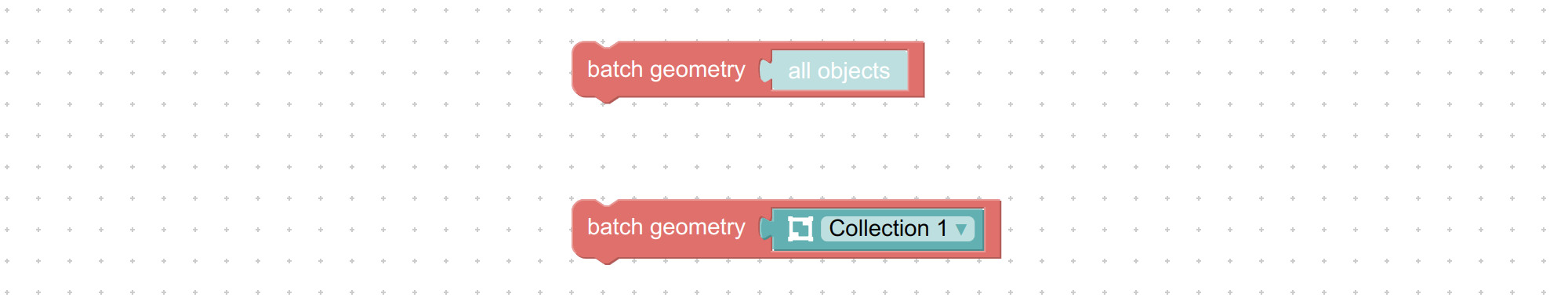 Visual programming block to batch object geometry