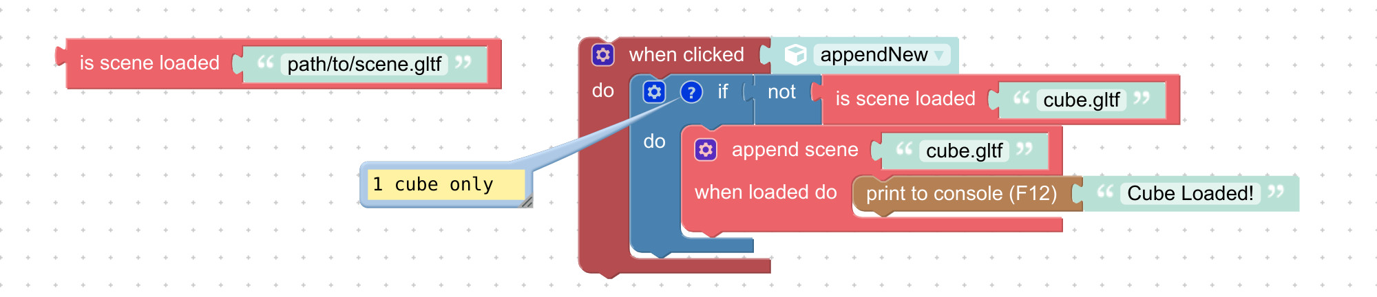 Visual logic block to check if the 3D scene is loaded
