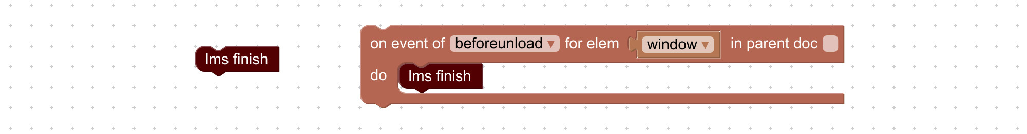 Visual programming block to finish SCORM session