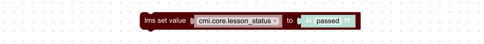 Visual programming block to set value in learning management system