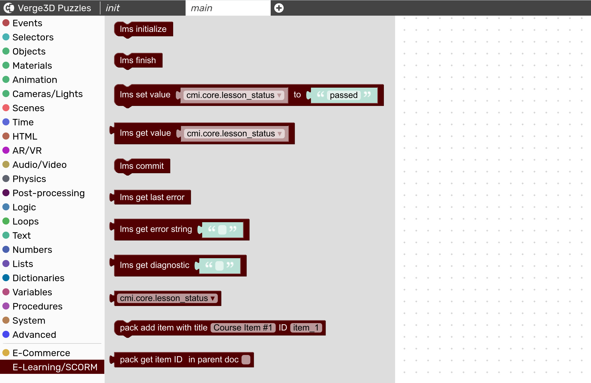 E-learning visual programming blocks