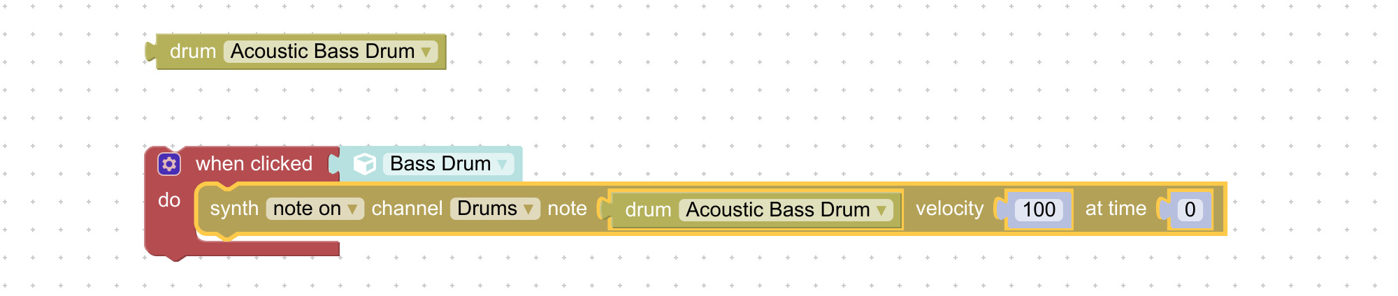 Block which represents MIDI drum notes