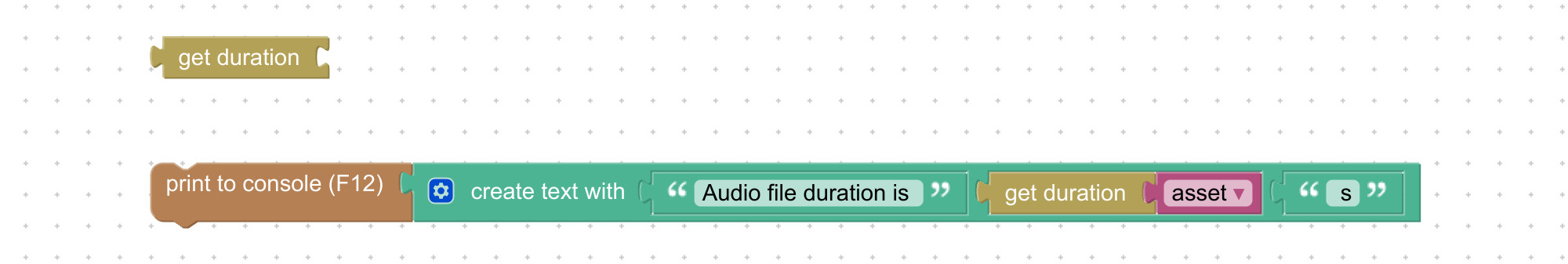 Visual programming block to get audio/video duration