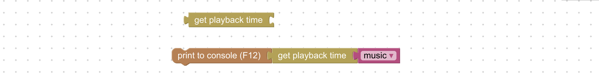 Visual programming block to get playback time