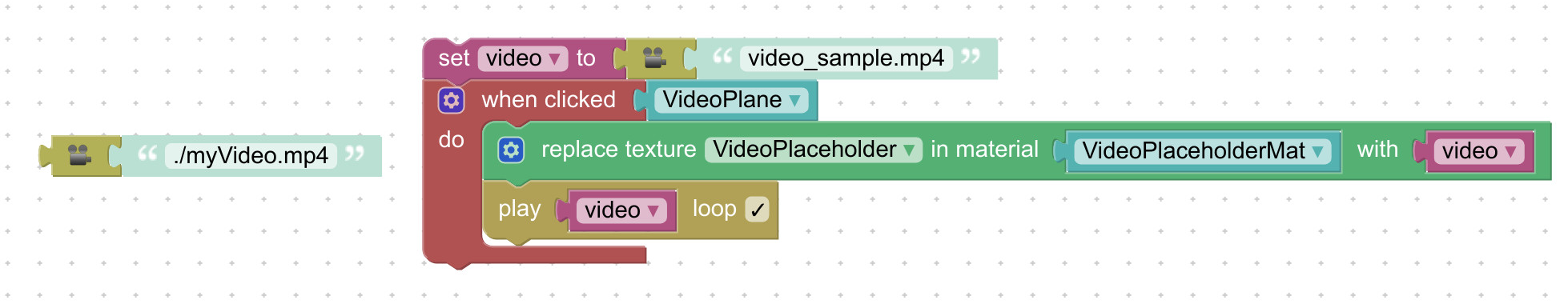 Visual programming block to load HTML 5 videos