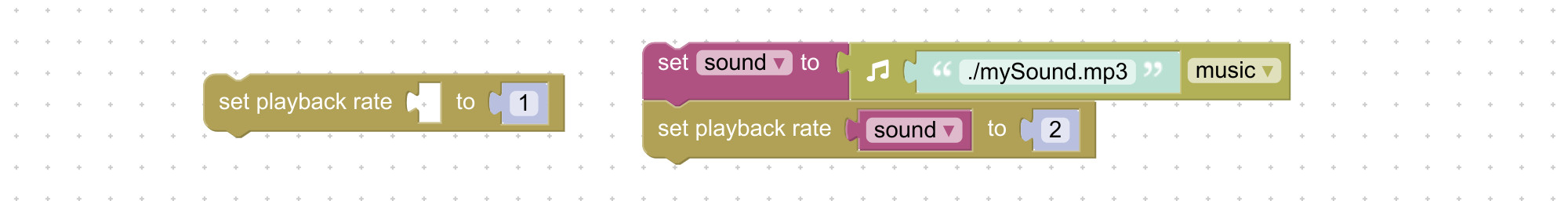 Visual programming block to set audio/video playback rate