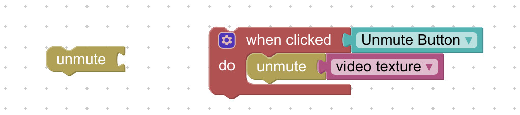 Visual logic block to unmute sound or video