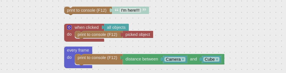 Visual logic block to print to the browser console