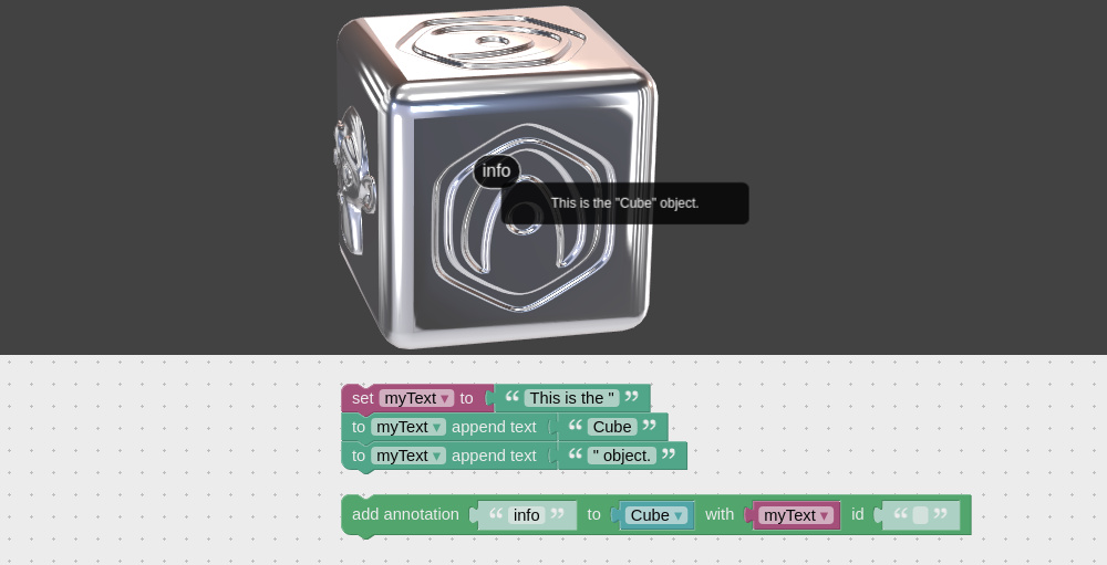 Append text block example