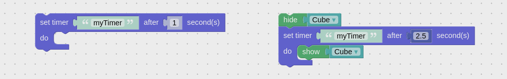Set timer visual programming block