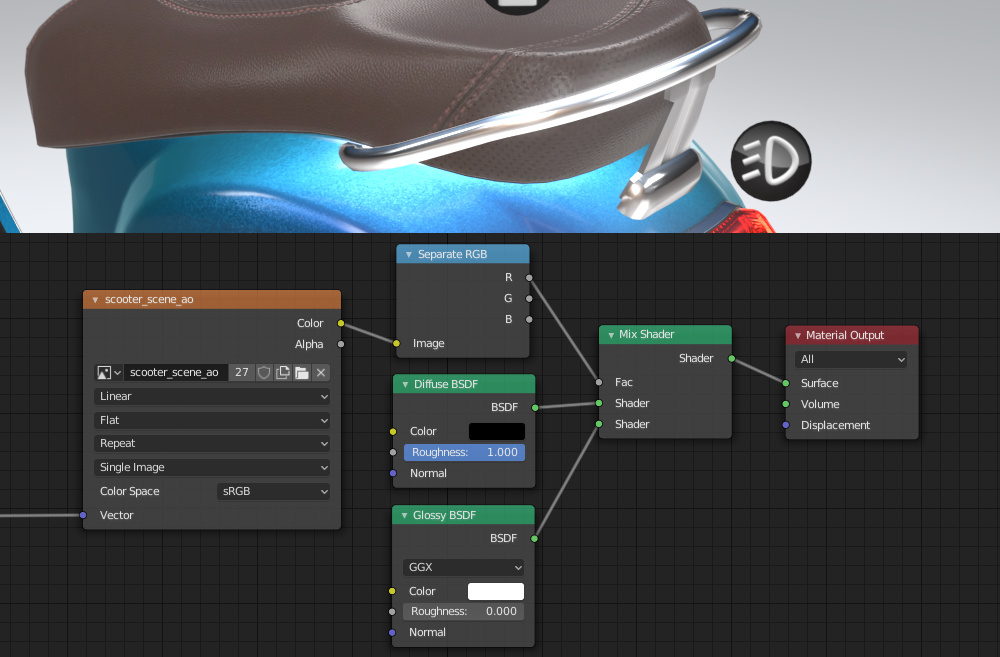 Diffuse BSDF node example