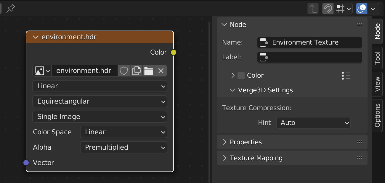 Environment node with custom settings