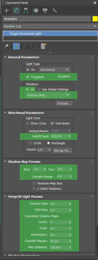 3ds Max light shadow settings