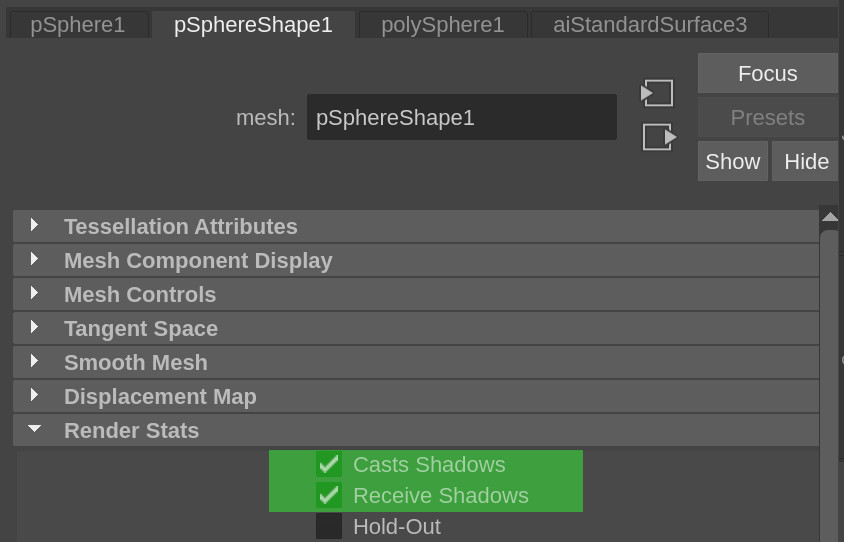 Maya object shadow settings