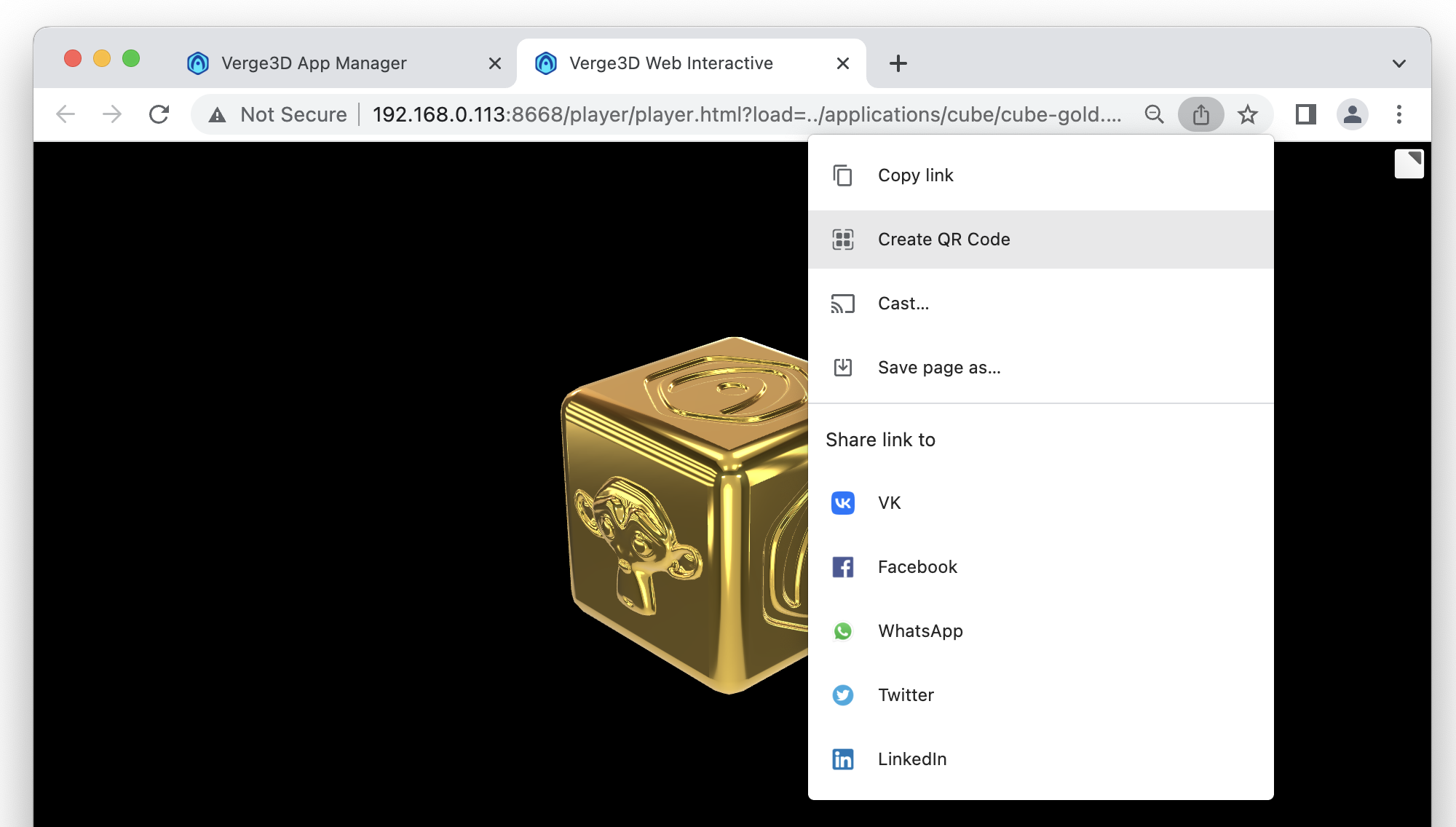Generating QR codes in Chrome browser
