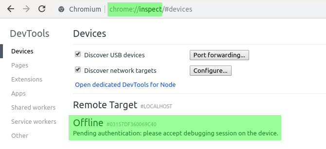 Chrome Inspect page