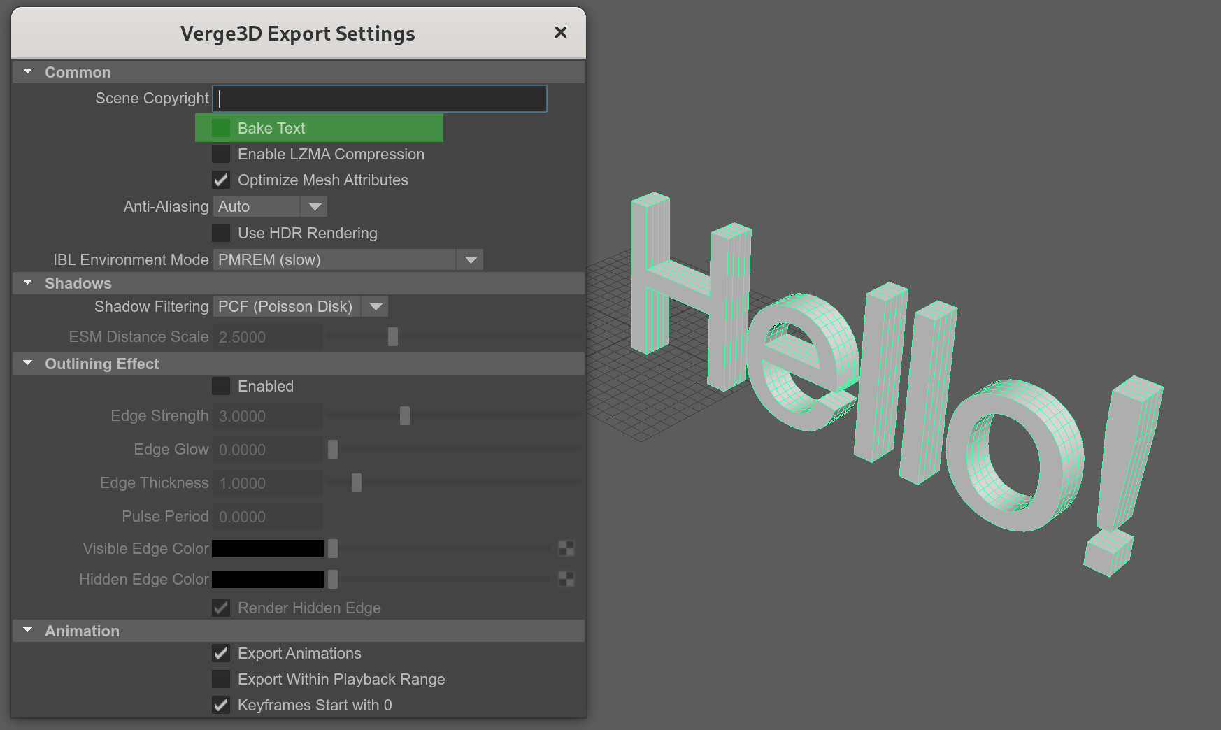 Disable text baking in Maya