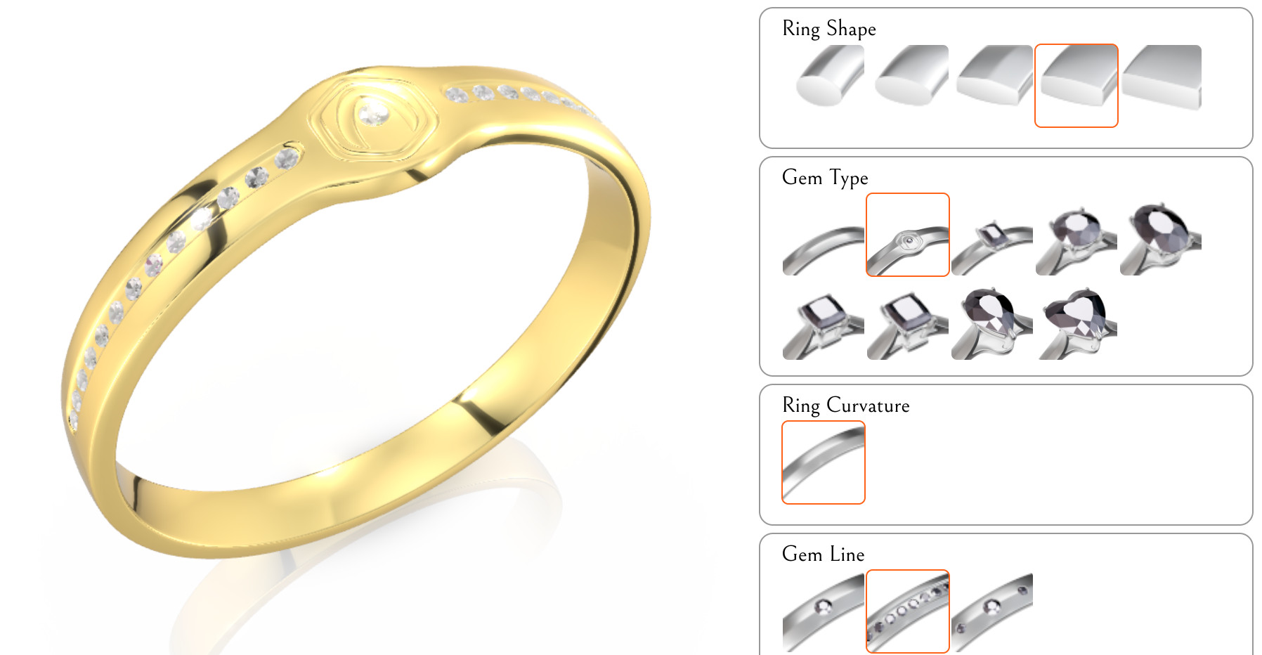 HTML-based UI used in the Jewelry Configurator demo
