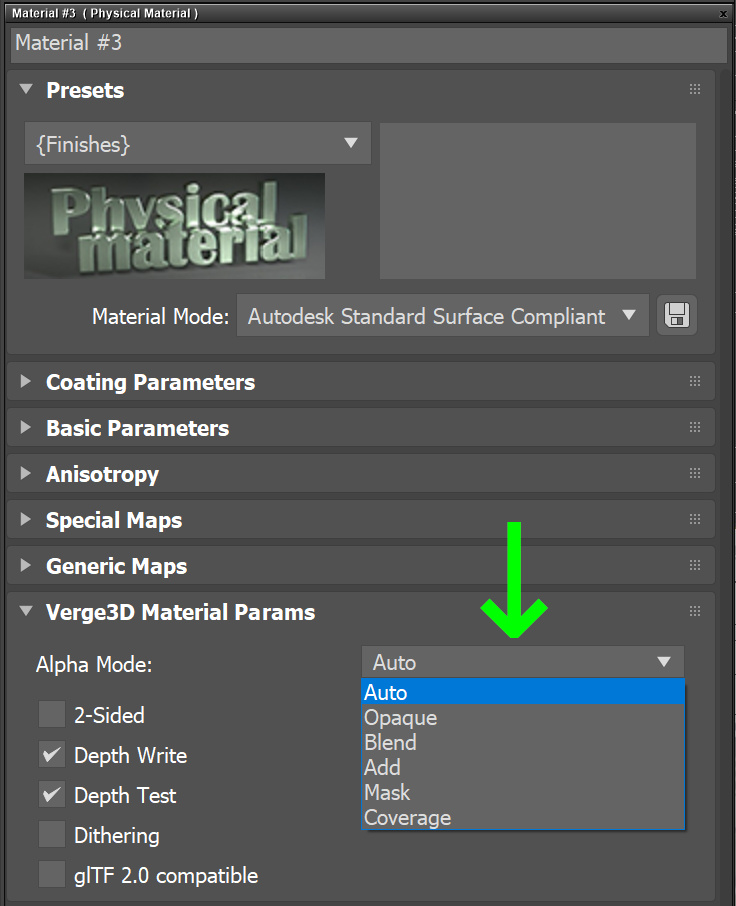 Choosing transparency mode in 3ds Max