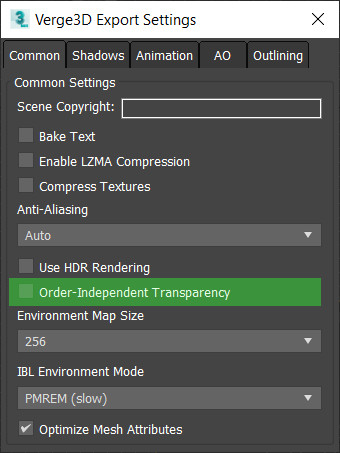 Order-Independent Transparency setting in 3ds Max