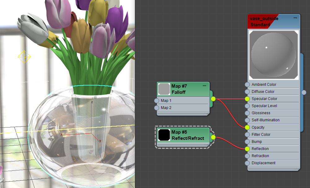 Using falloff map to tweak transparency in 3ds Max