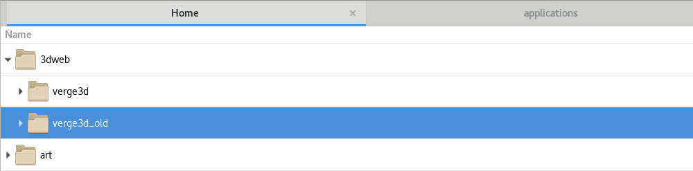 Verge3D folder backup in file manager