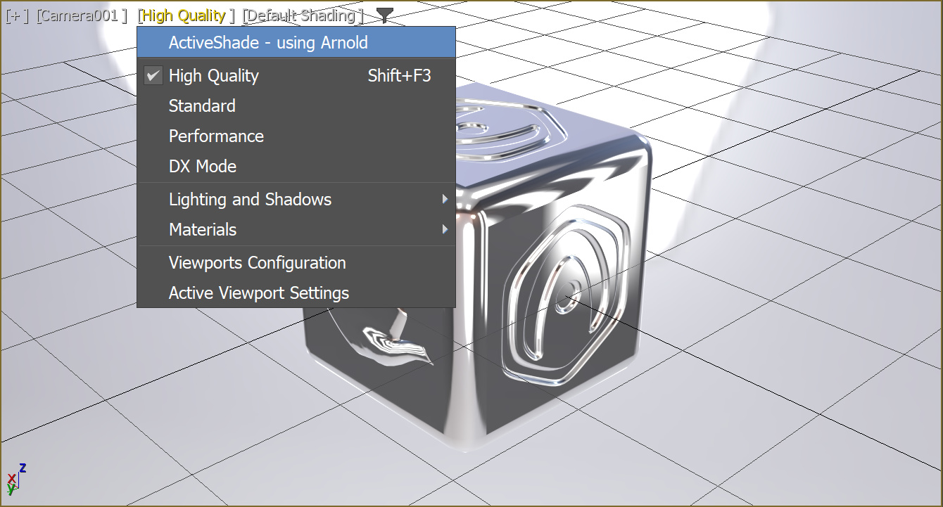 Switching viewport to ActiveShade mode