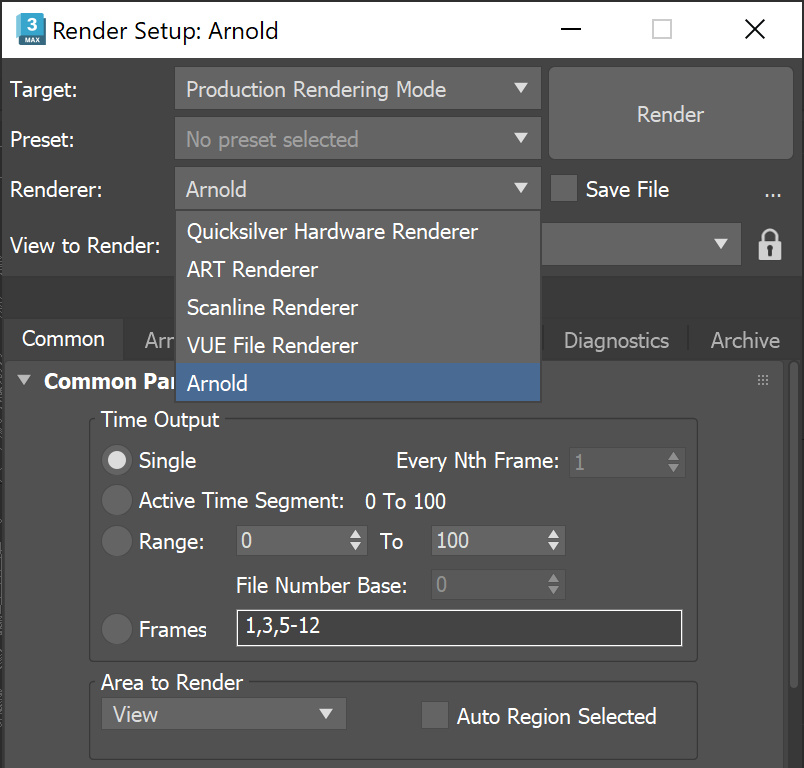Switching render engine in 3ds Max