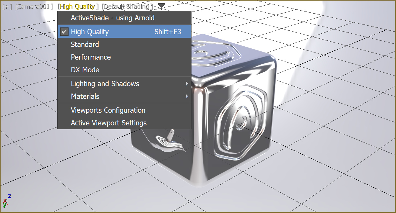 Enable high quality viewport rendering in 3ds Max