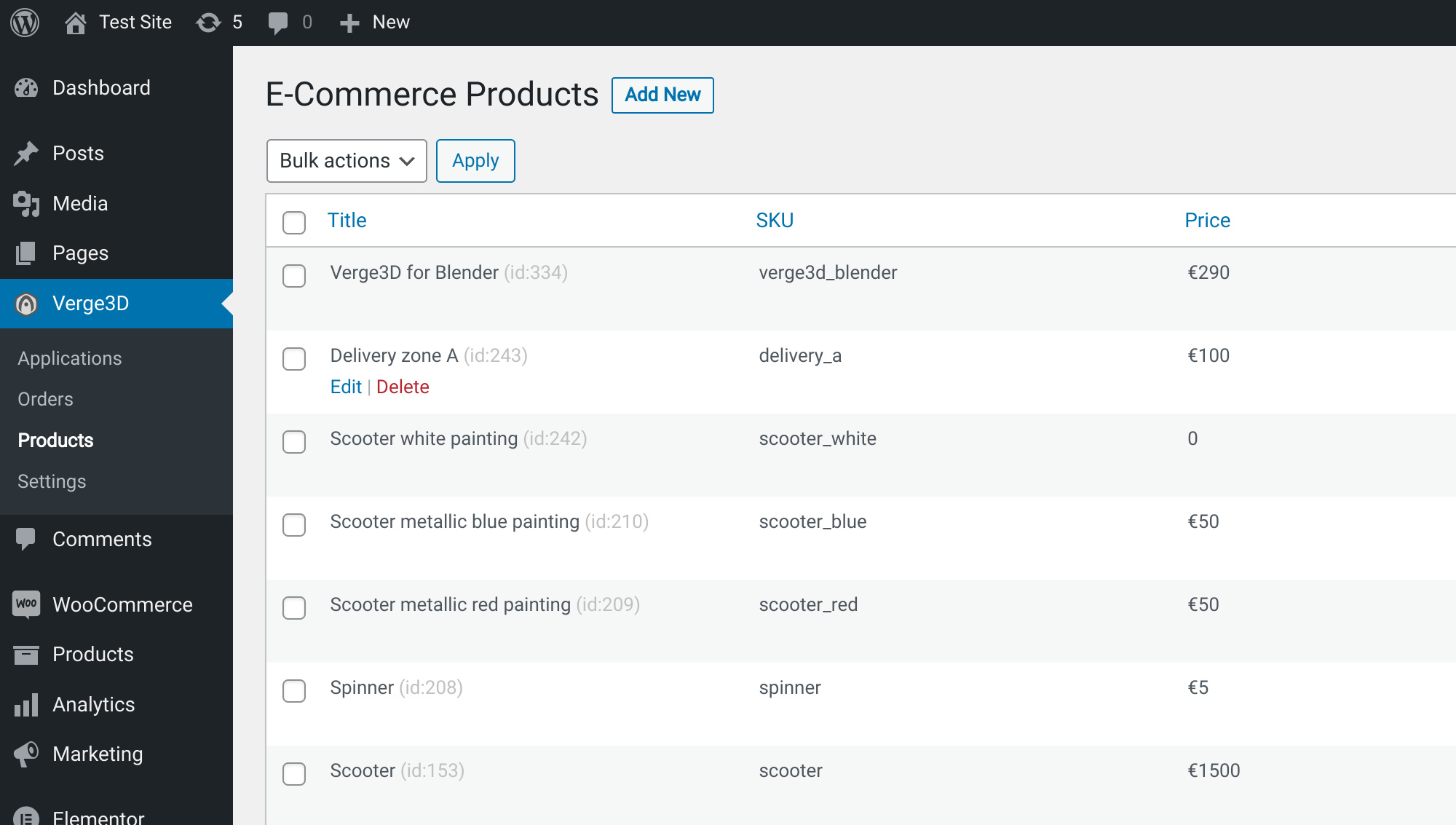 WordPress products list