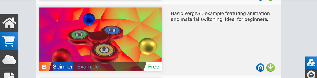 Spinner demo inside the Verge3D Asset Store